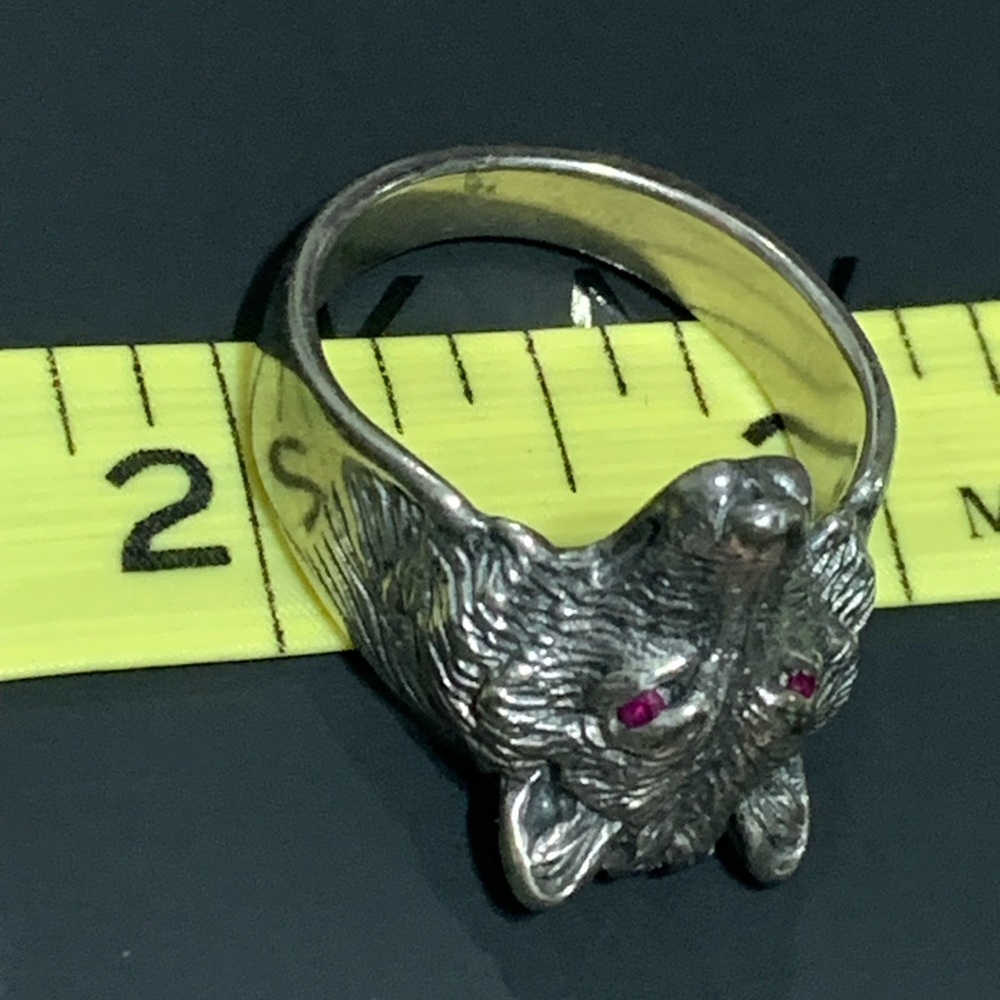 WOLF RING - STERLING SILVER - RUBY EYES OBO - Picture 10 of 10